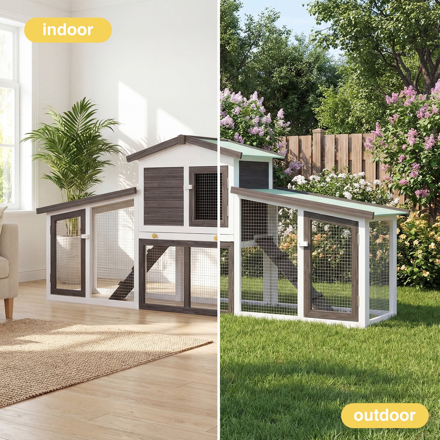 Advwin Rabbit Hutch Chicken Coop 2 Level