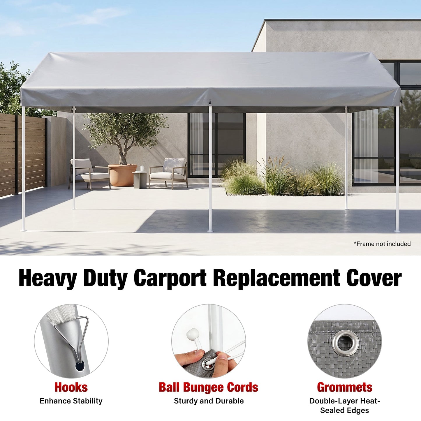 Advwin 3×6m Carport Replacement Canopy Cover