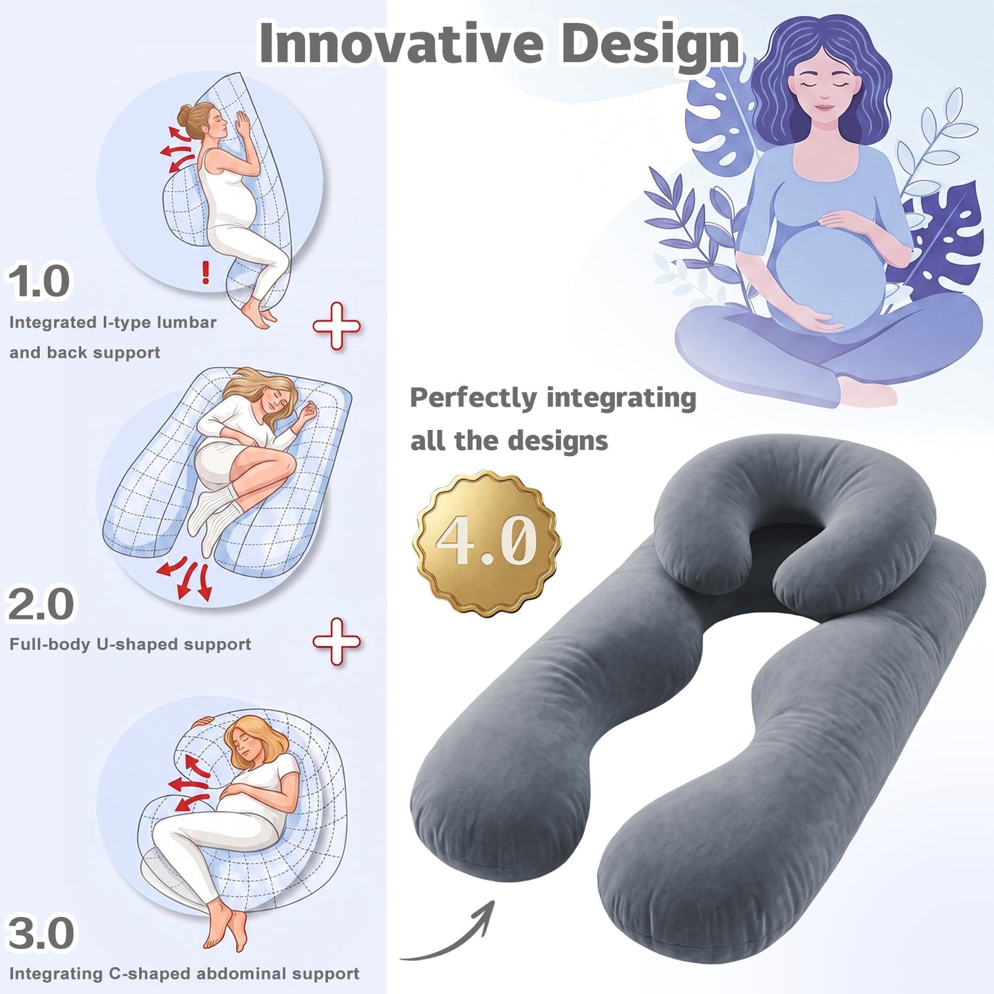 Advwin U-Shaped Pregnancy Pillow & C-Shaped Support Pillow