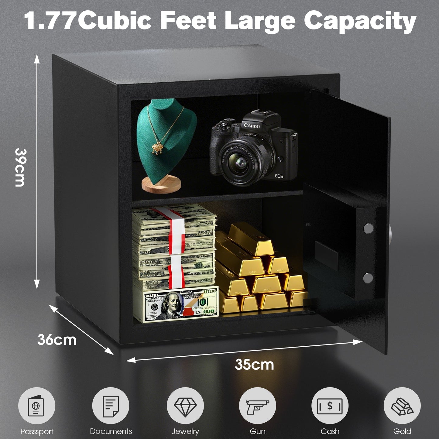 Advwin 50L Digital Safe Box with Keypad & Keys