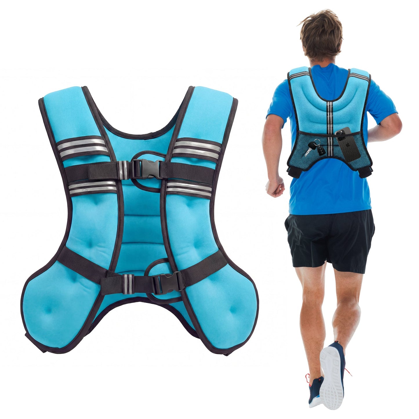 Advwin Adjustable 8kg Weighted Vest Blue