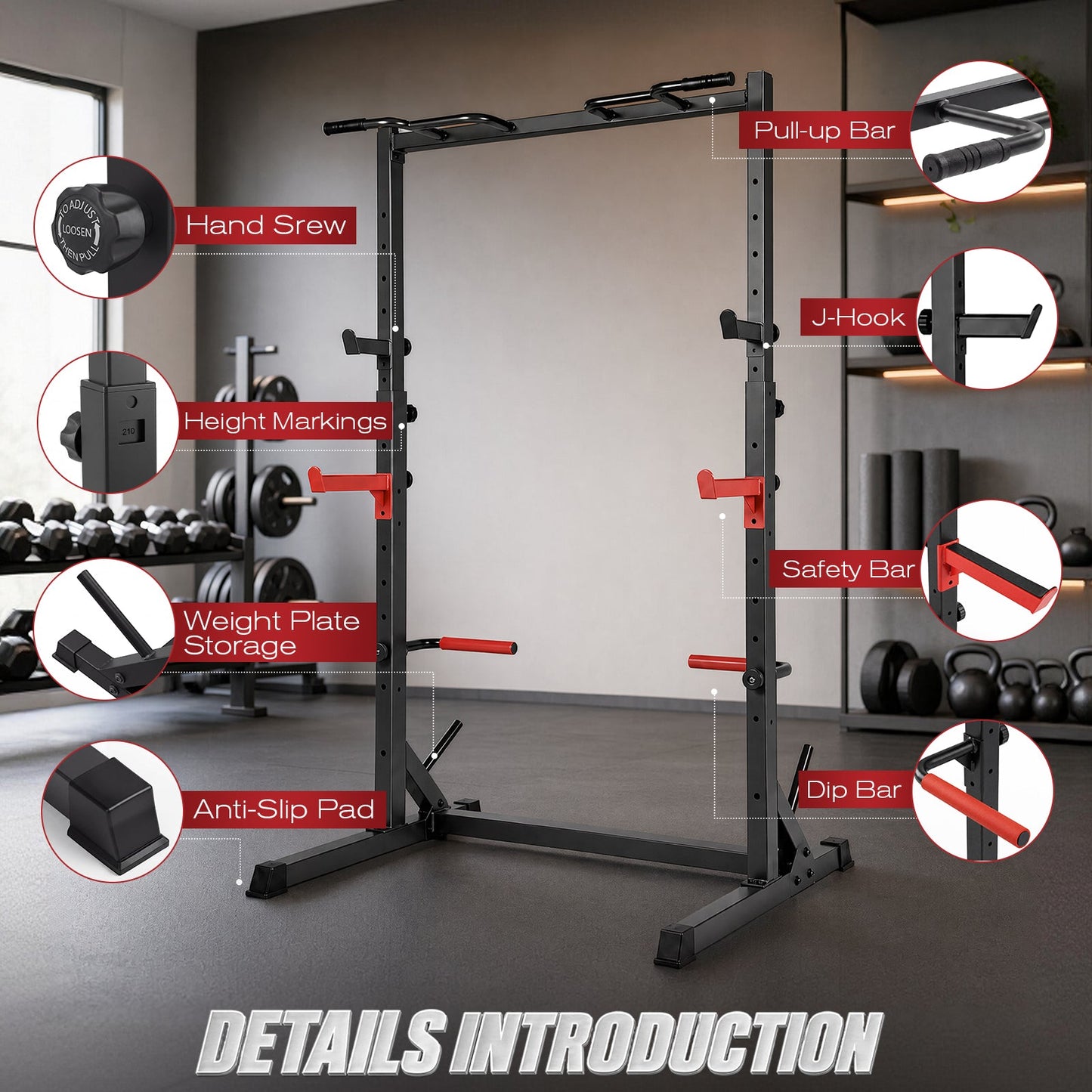 Advwin Adjustable Squat Rack with Pull Up Bar