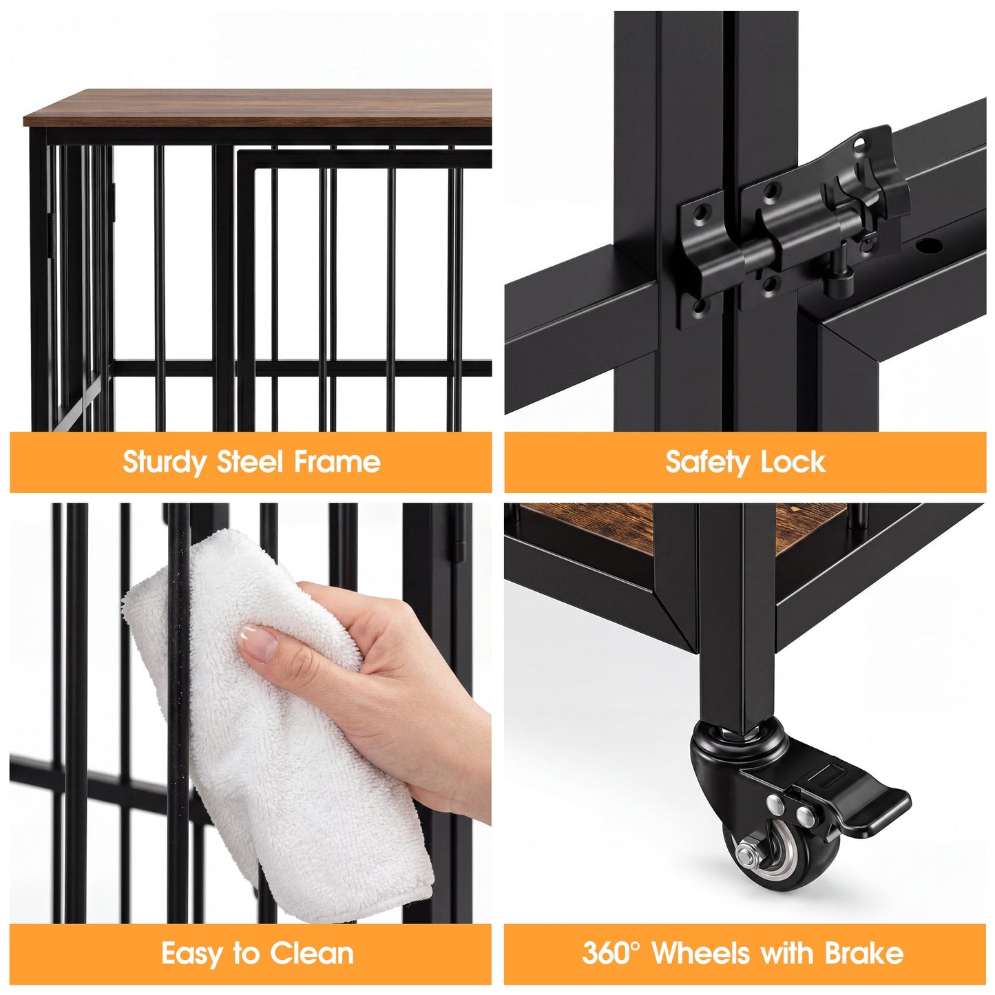 Advwin 2-in-1 Heavy-Duty Dog Crate Furniture for 2 Dogs