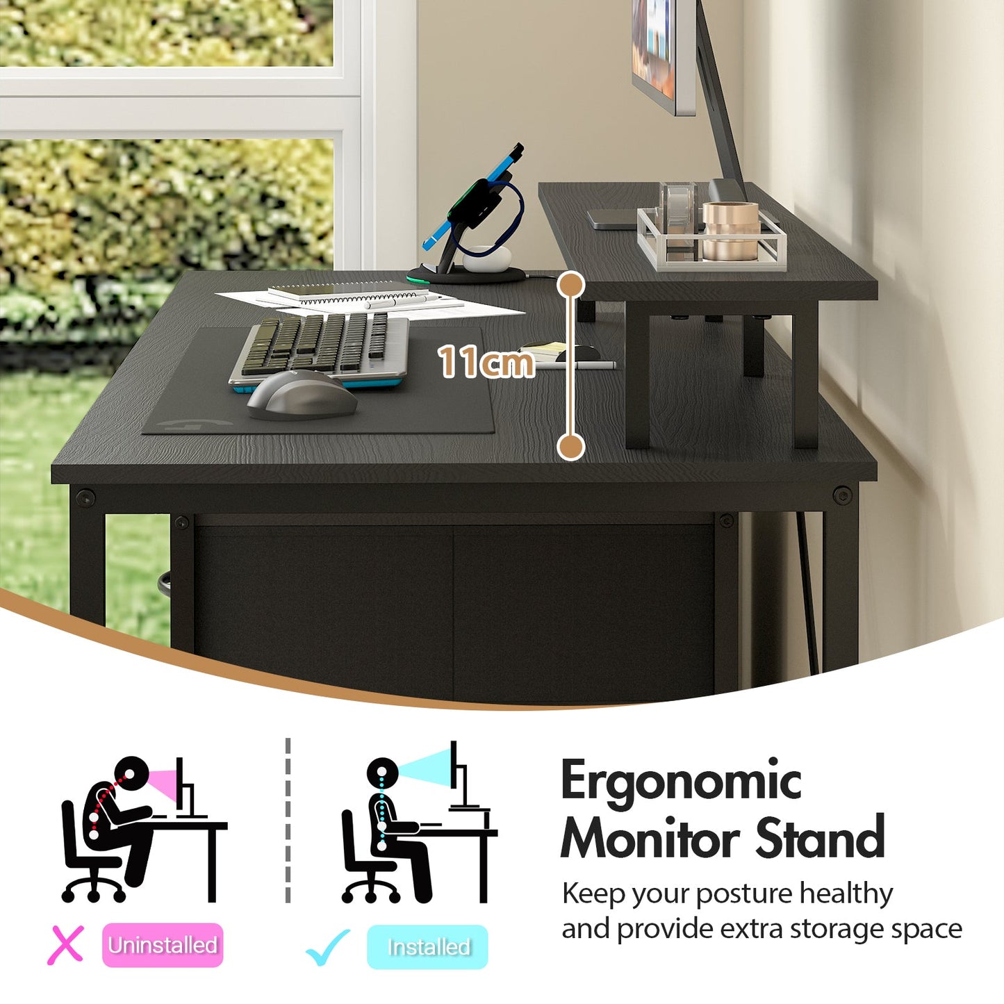 Advwin 120cm Reversible Gaming Desk for Home & Office
