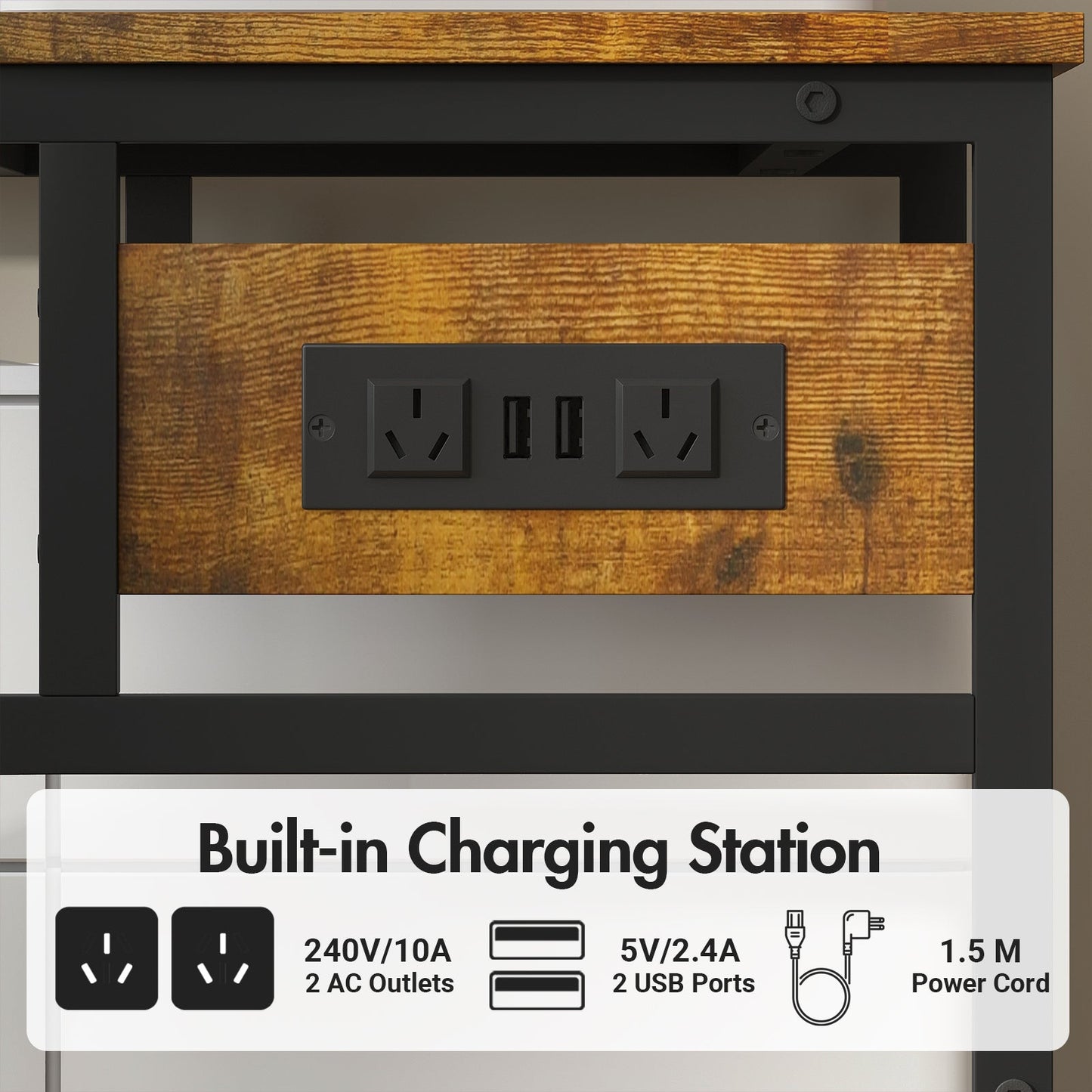 Advwin Large Mobile Printer Stand with Charging Station