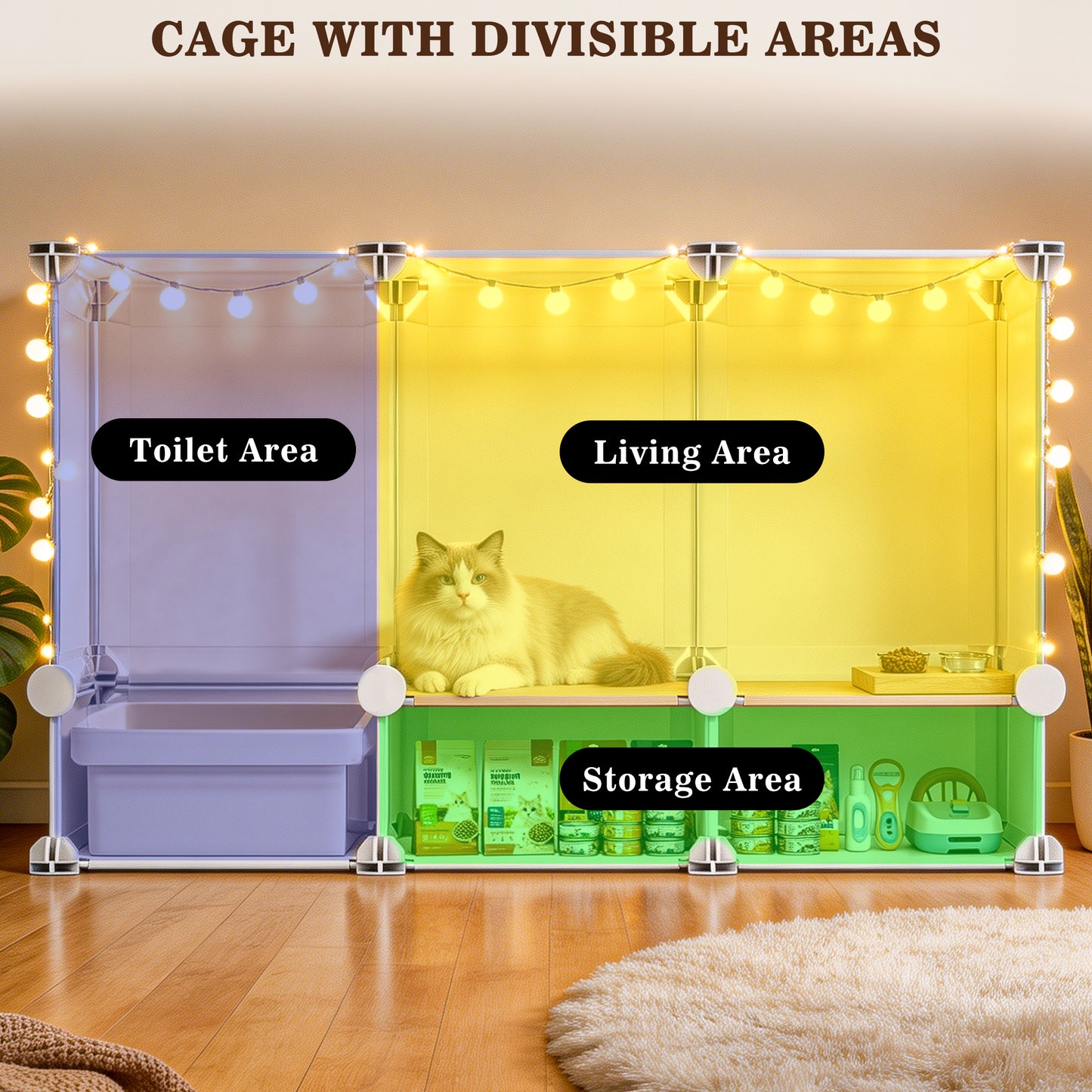 Advwin Indoor Cat Cage with Litter Box