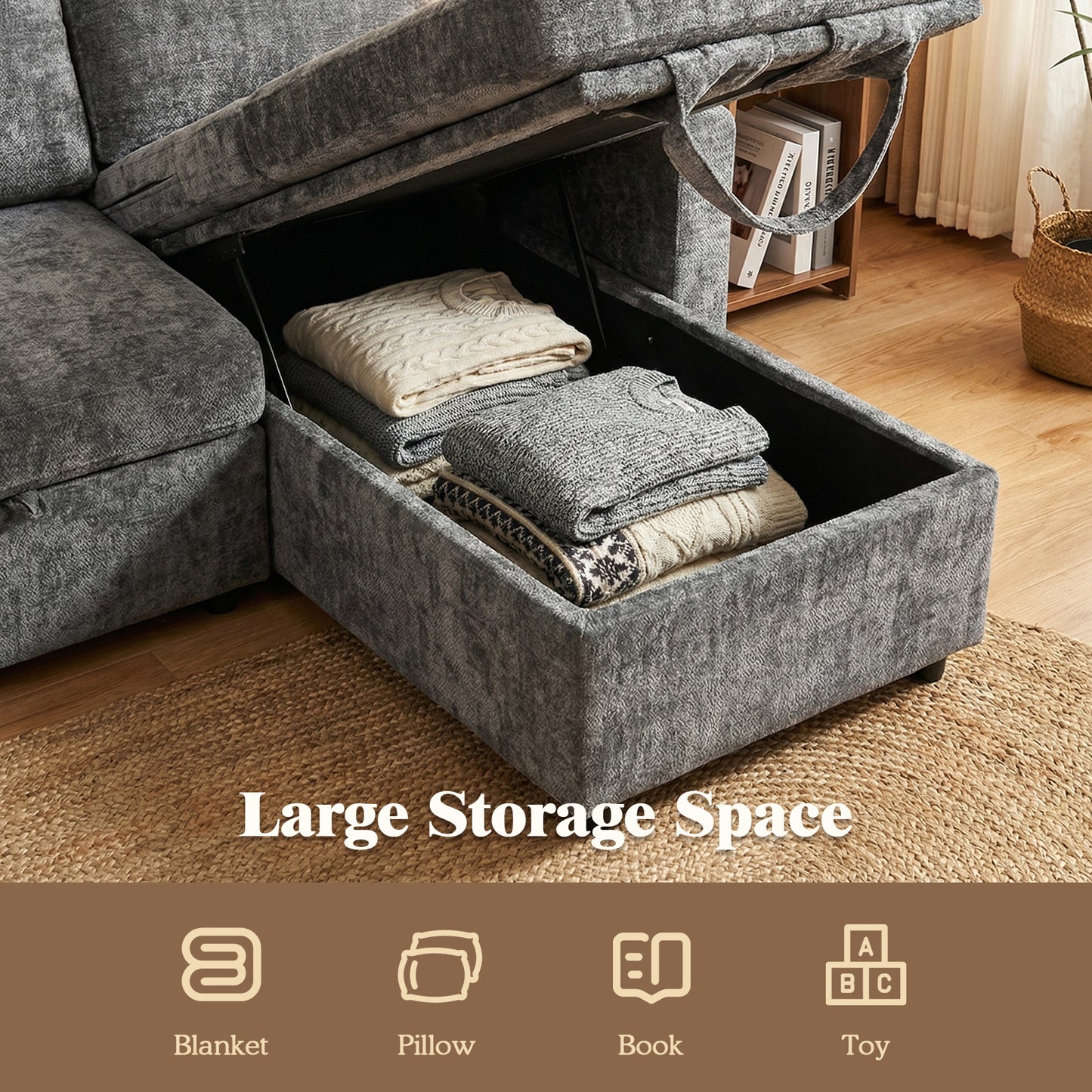 Advwin 194cm L-Shape Sleeper Sofa Bed w/ Storage