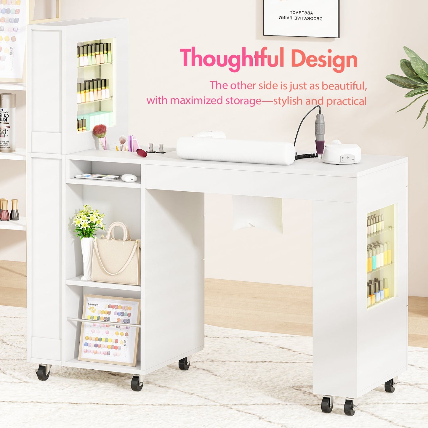 Advwin Manicure Table w/ Dust Collector LED Light