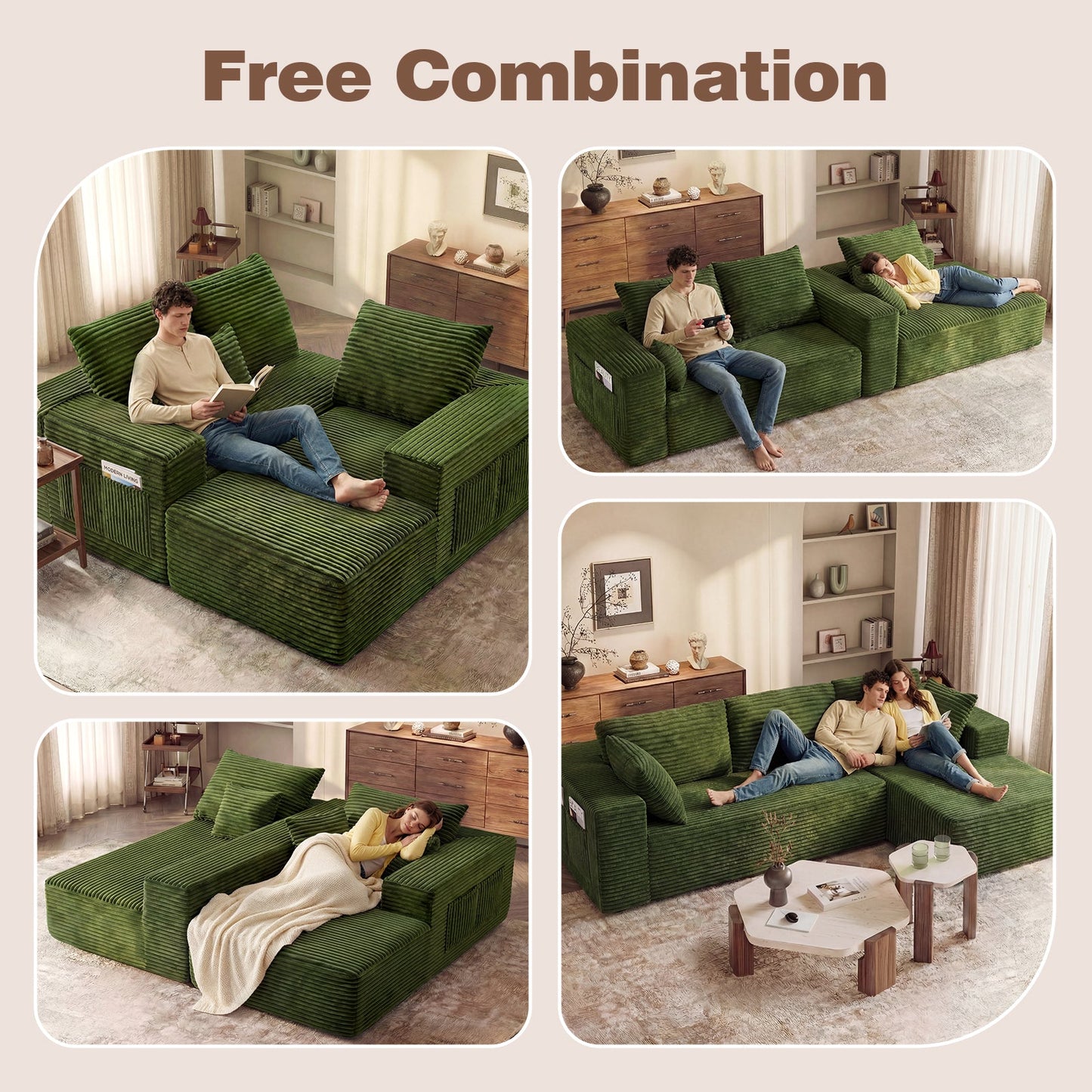Advwin 277cm Modular Sectional Sofa L Shape 3 Seater