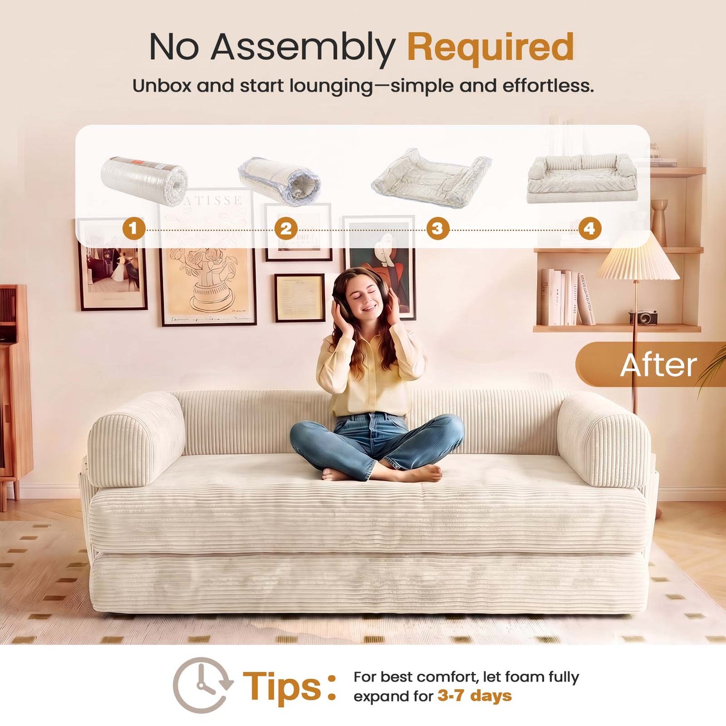 Advwin 5-in-1 Convertible Folding Loveseat Sofa Bed