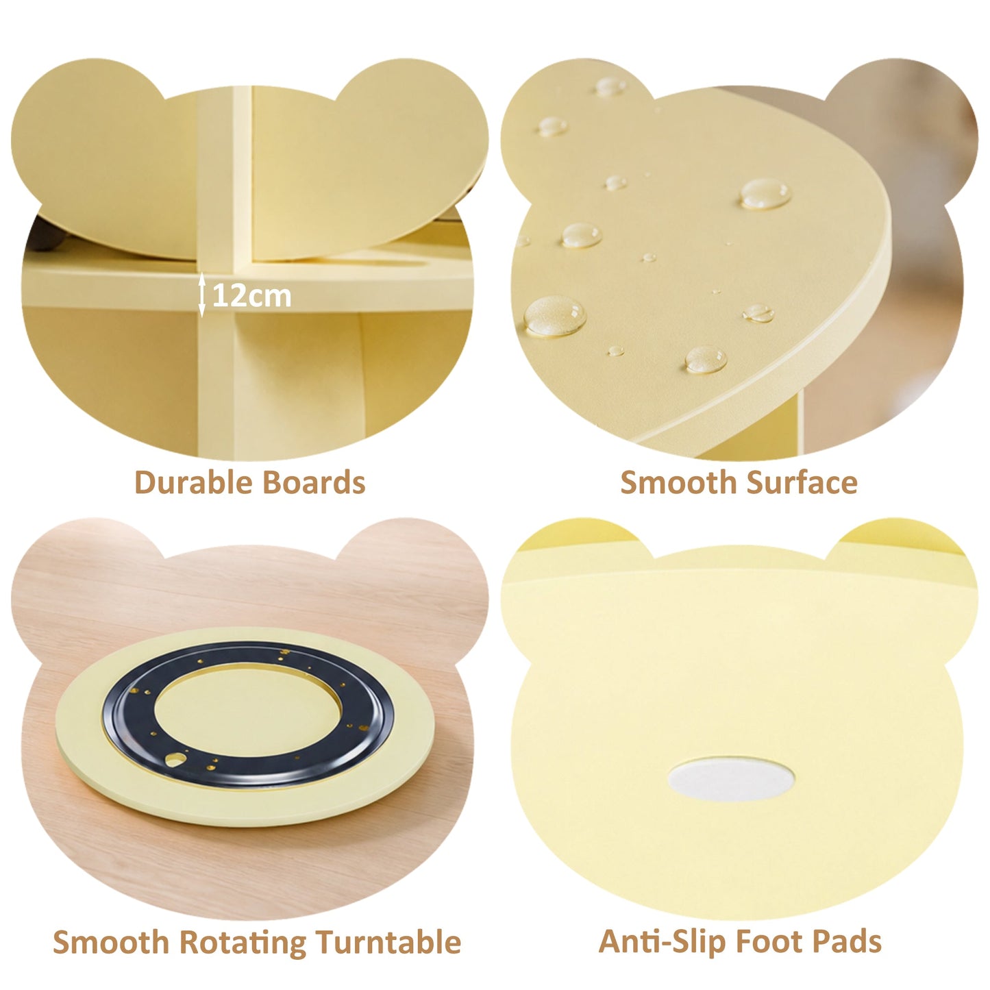 Advwin 2-Tier Kids 360° Rotating Bookshelf Yellow