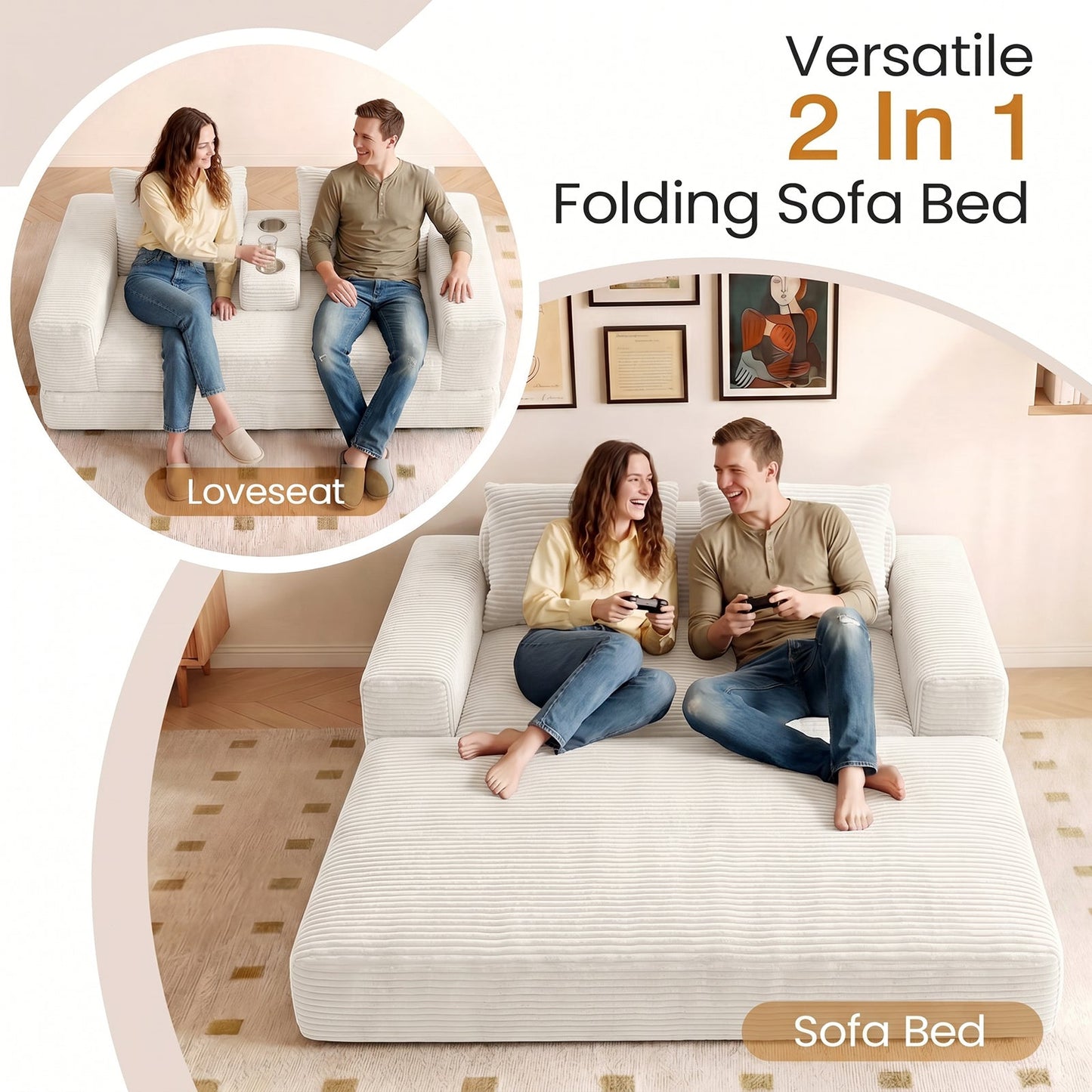 Advwin Folding Sofa Bed 2 in 1 Convertible Floor Sofa