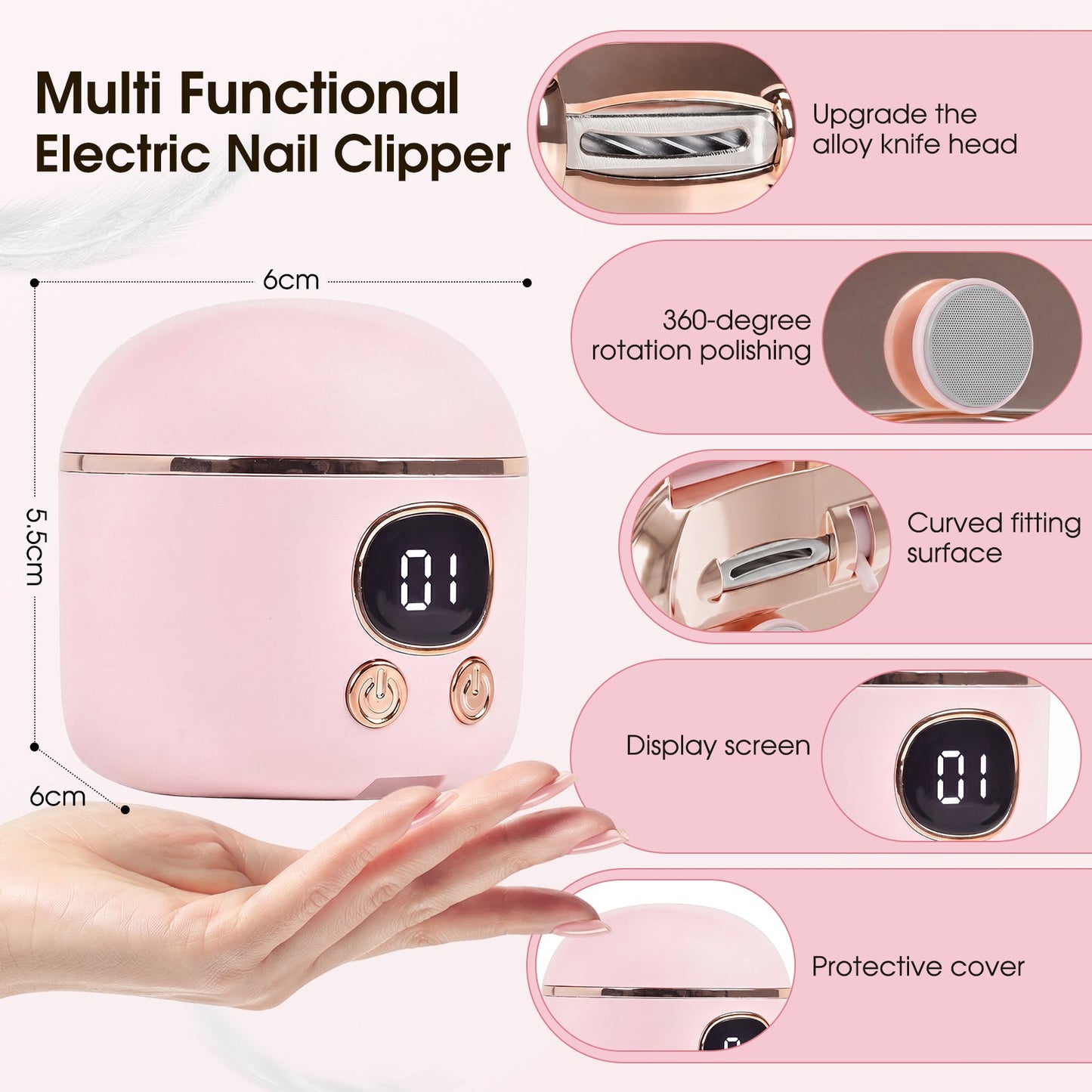 Advwin 3-in-1 Electric Nail Clipper with LED Light