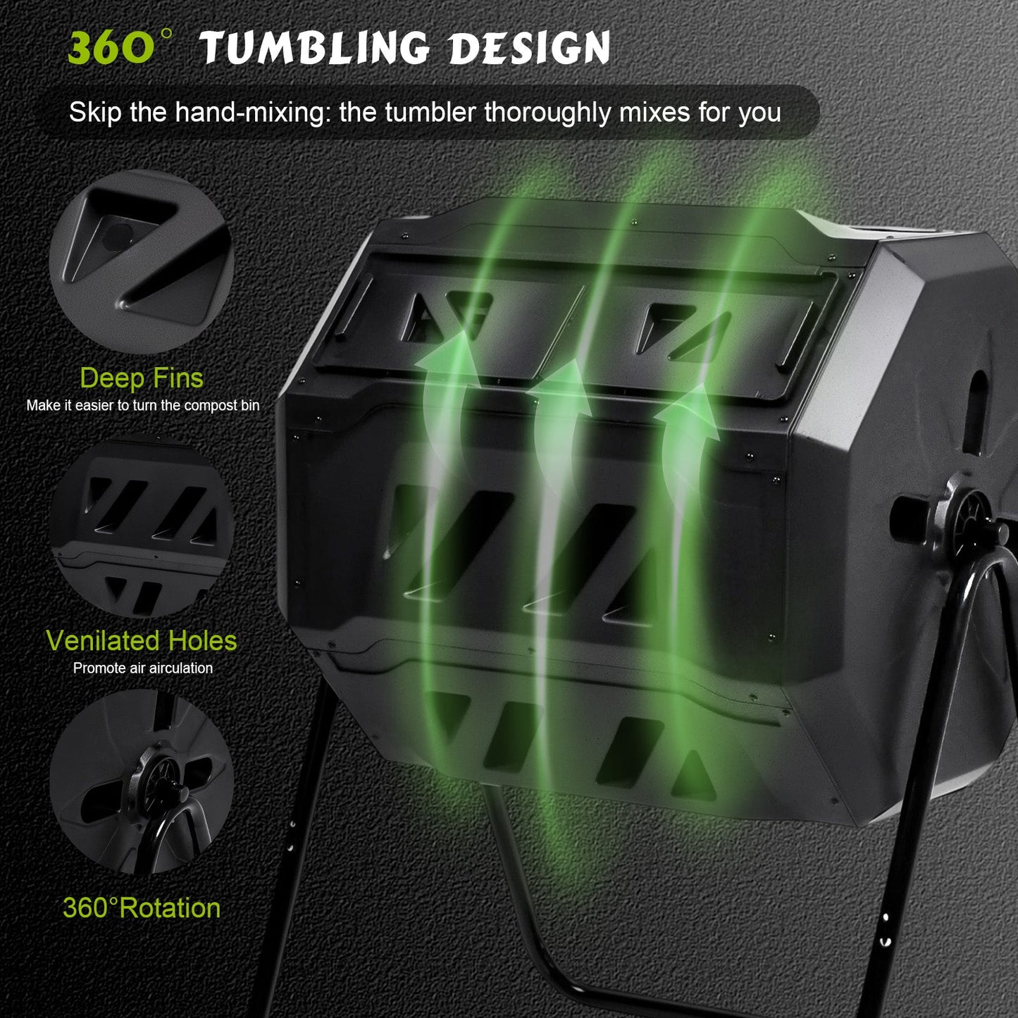 Advwin Garden Composting Bin Dual Chamber 160L