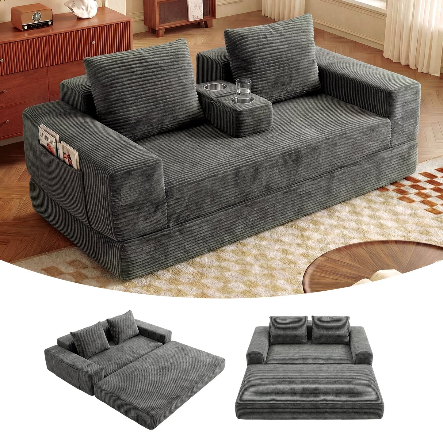 Advwin Folding Sofa Bed 2 in 1 Convertible Floor Sofa
