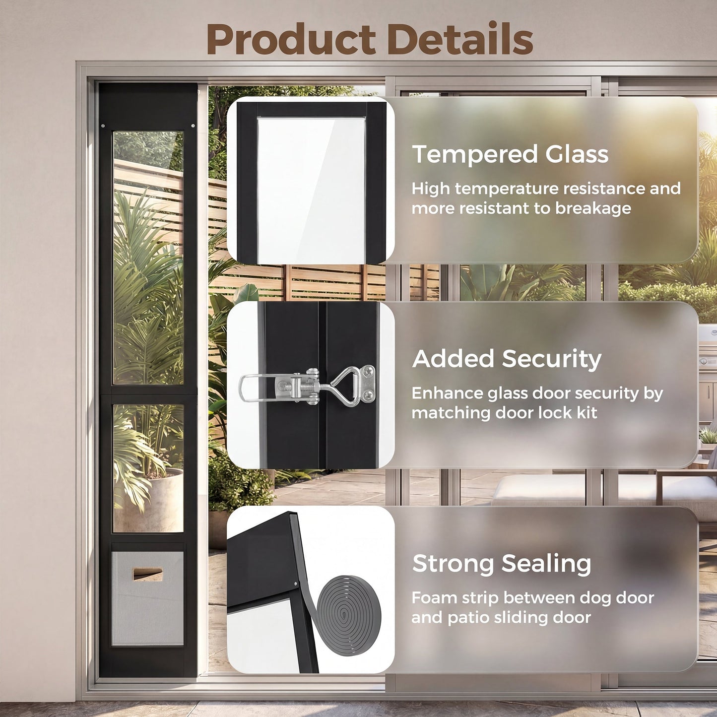 Advwin Aluminum Dog Door for Sliding Glass Door Small