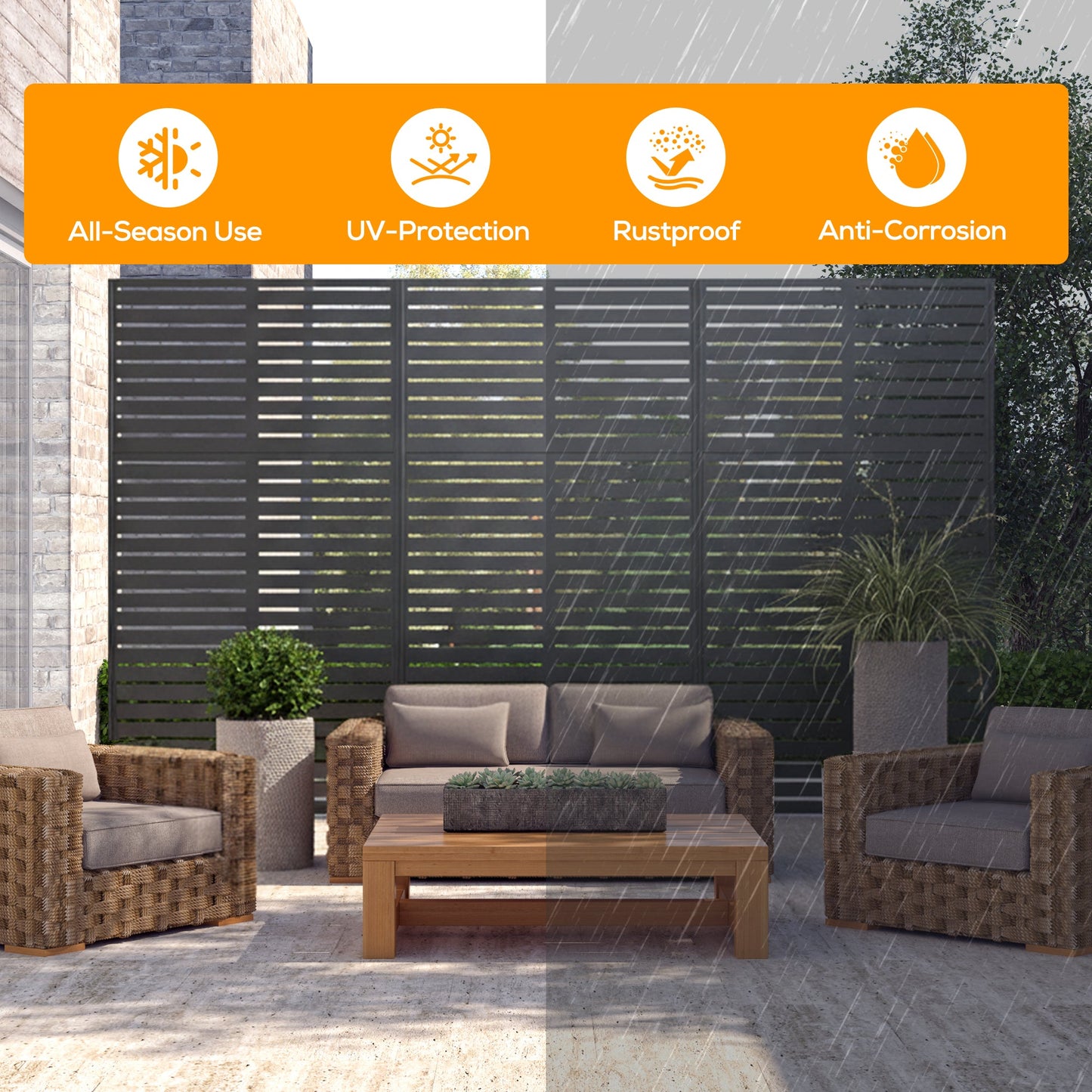 Advwin Metal Privacy Screen 3-Panel 118x180cm
