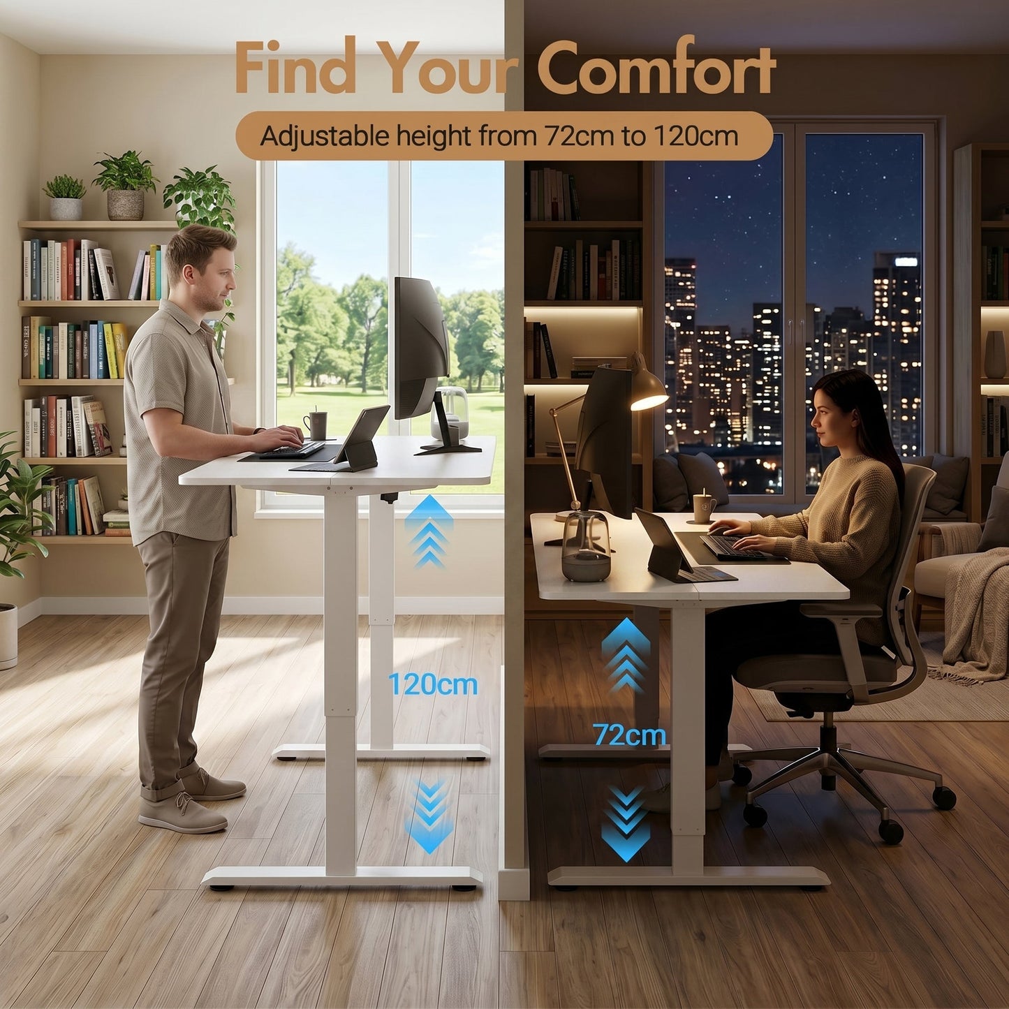 Advwin 120x60cm Electric Standing Desk Height Adjustable