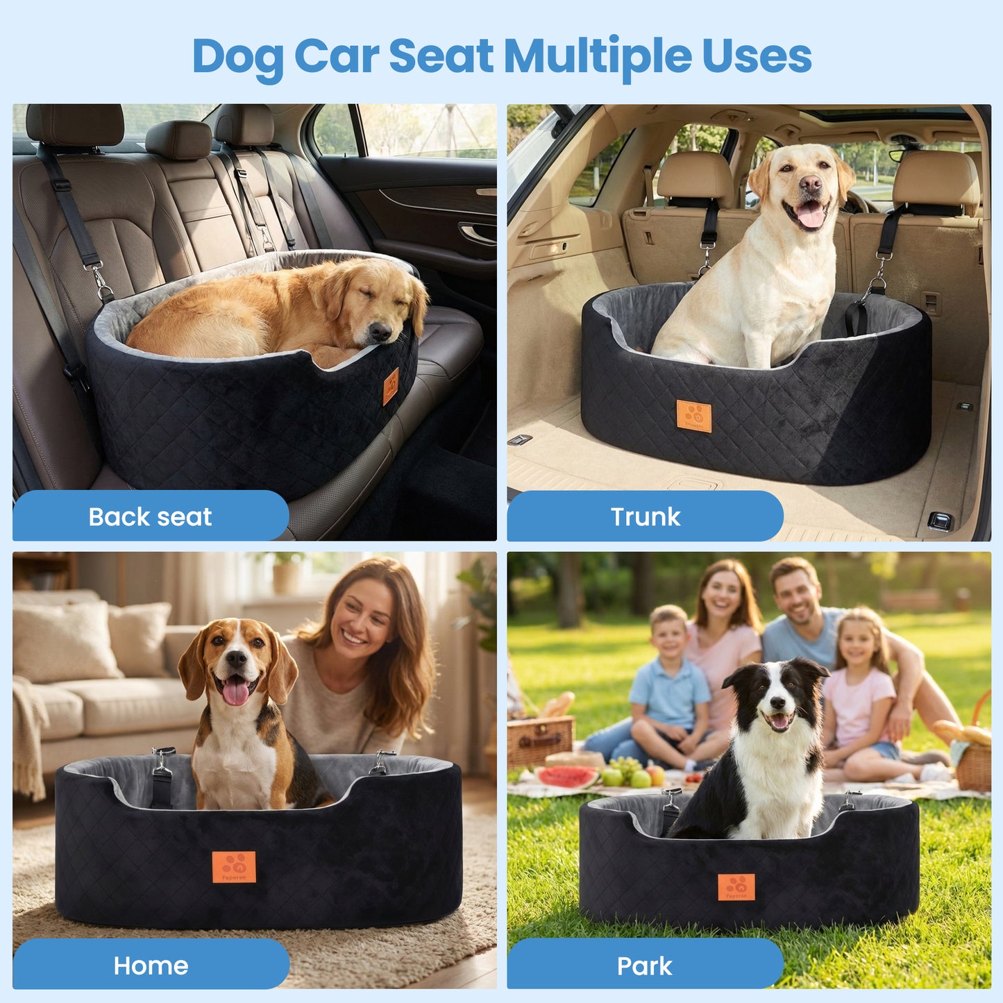 Advwin Washable Dog Car Seat for Small/Medium Dogs