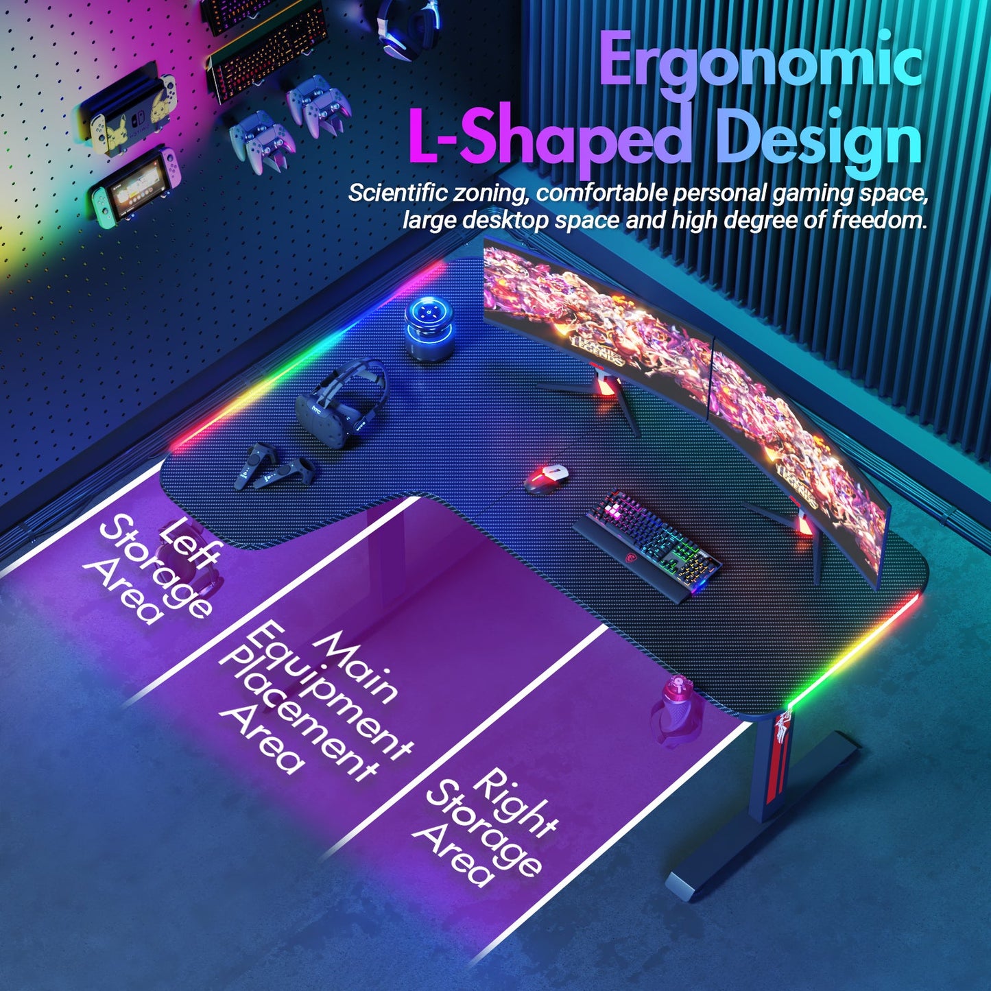 Advwin L Shape Gaming Corner Desk 160cm