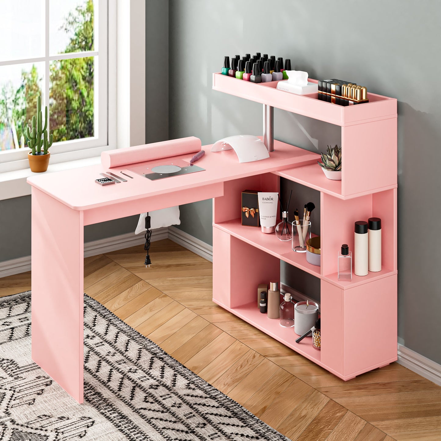 Advwin Manicure Table with Dust Collector Rotating Reversible