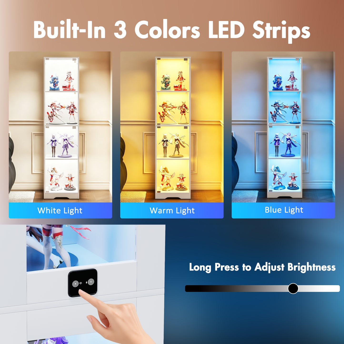 Advwin 4 Tier LED Glass Display Cabinet 160cm