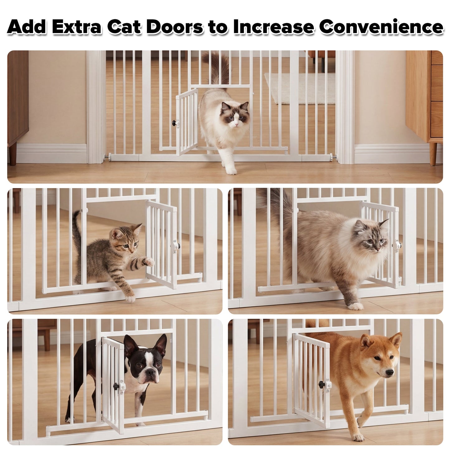 Advwin 180cm Extra Tall Pet Safety Gate with Small Cat Door