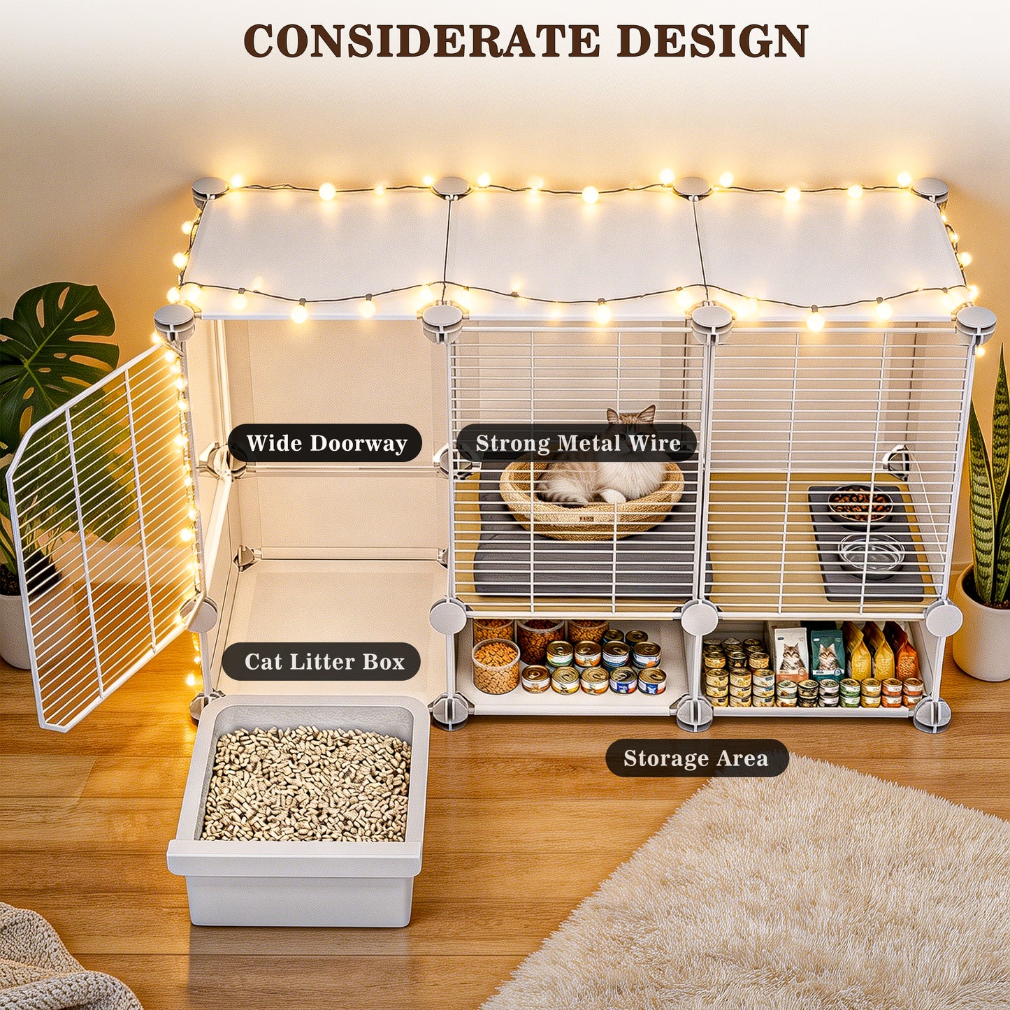 Advwin Indoor Cat Cage with Litter Box