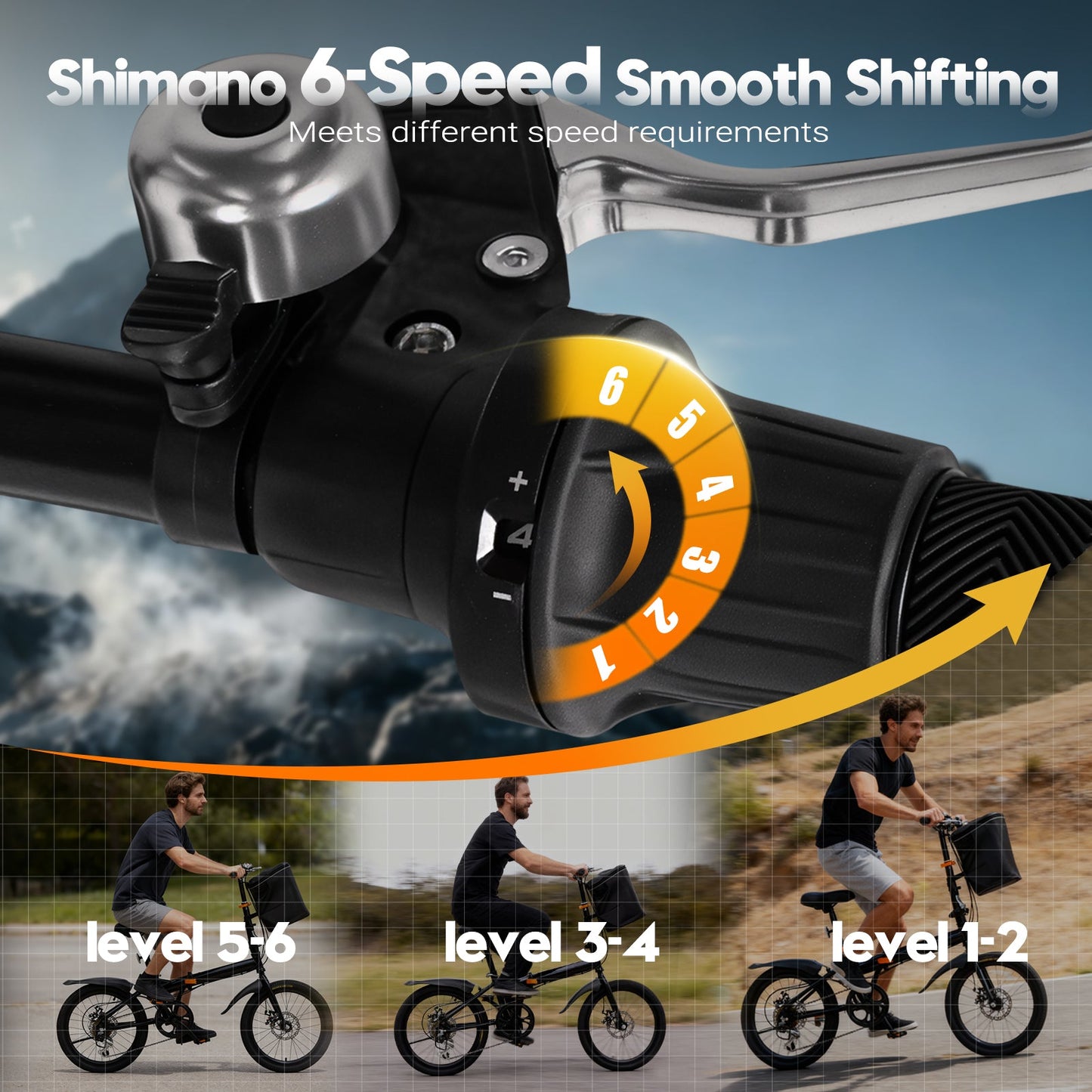 Advwin 20" Folding Bicycle with 6-Speed Dual Brake System