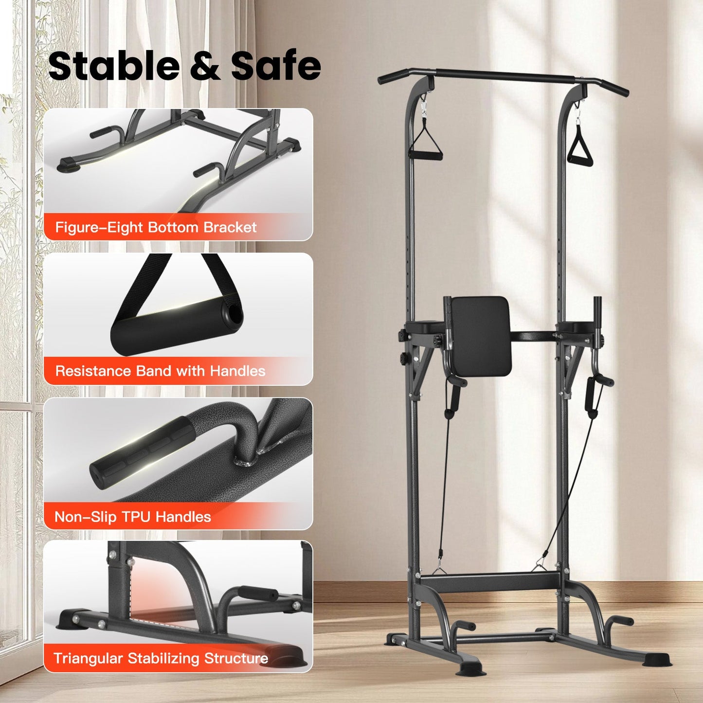 Advwin Pull Up Station Adjust Home Gym Power Tower