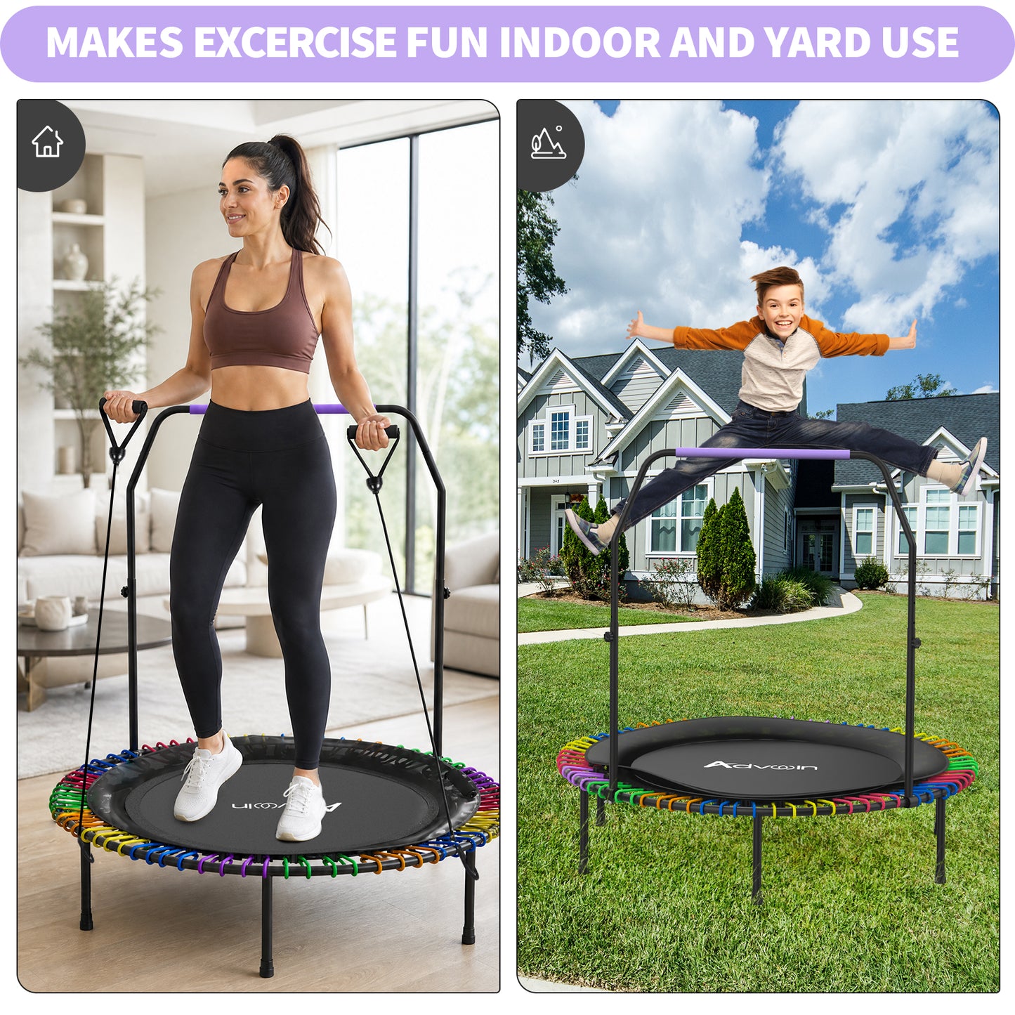 Advwin 48" Mini Trampoline Rebounder Foldable Trampoline