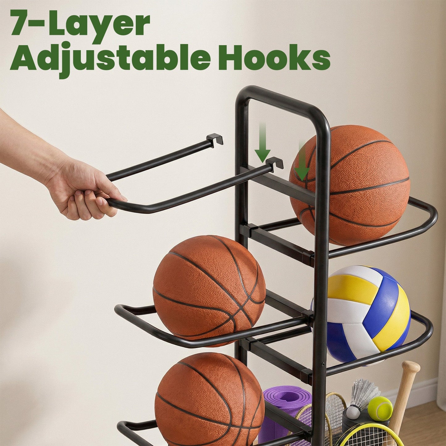 Advwin 7-Tier Sports Ball Storage Rack