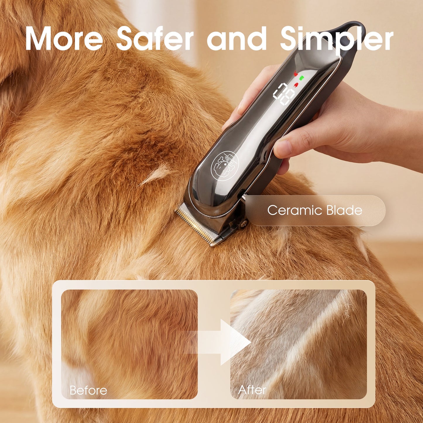 Advwin Electric Pet Hair Clipper with 4-Level Blades