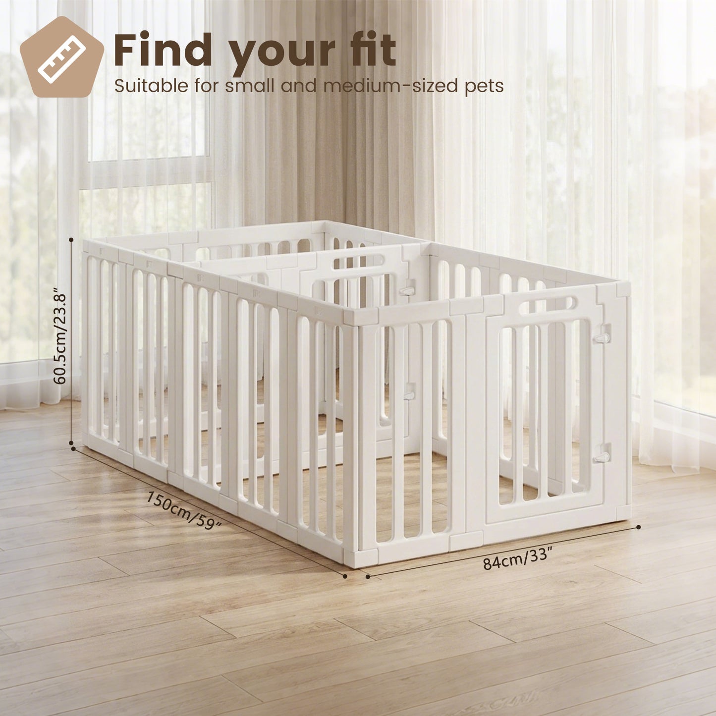 Advwin Pet Playpen with 2 Doors for Small Dogs