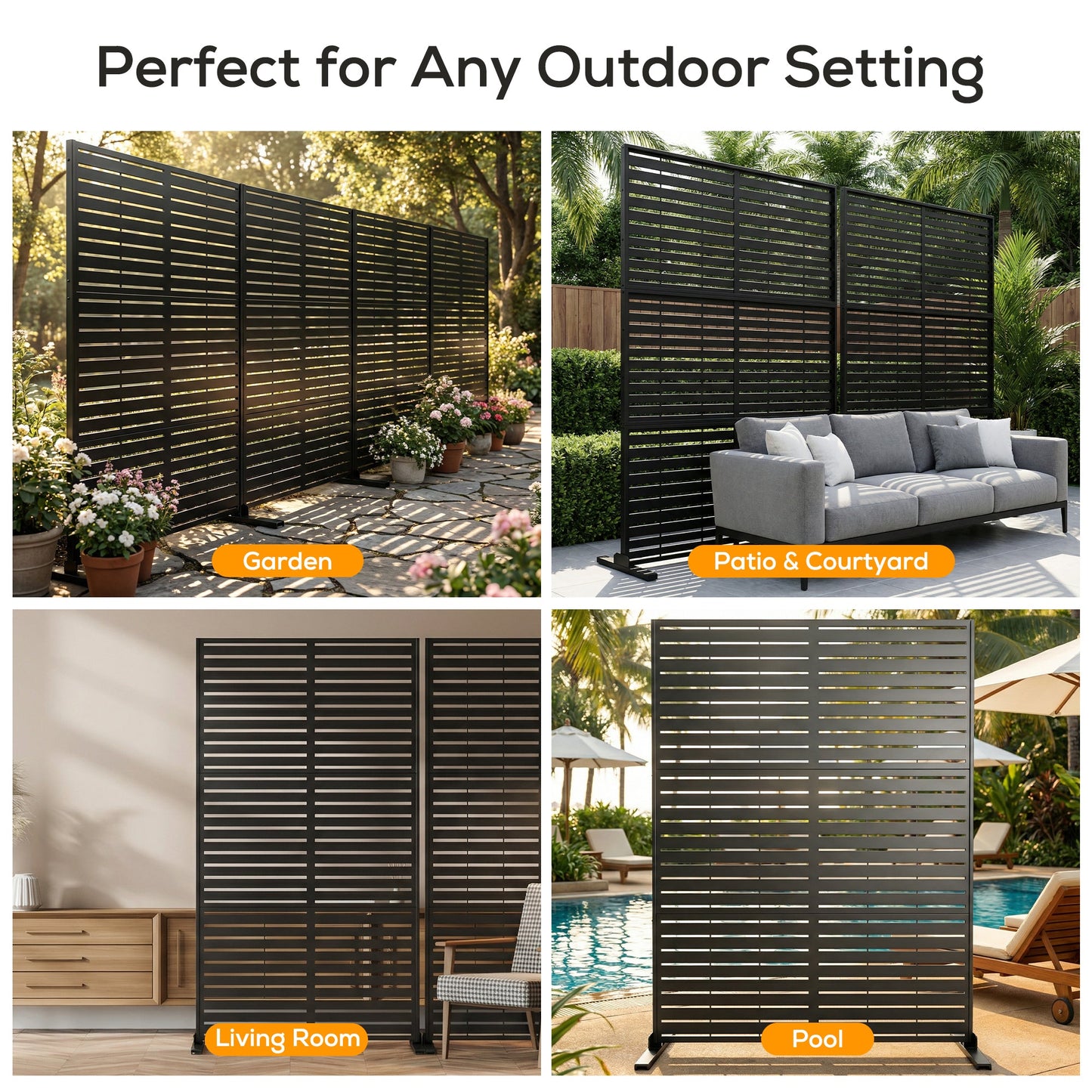 Advwin Metal Privacy Screen 3-Panel 118x180cm