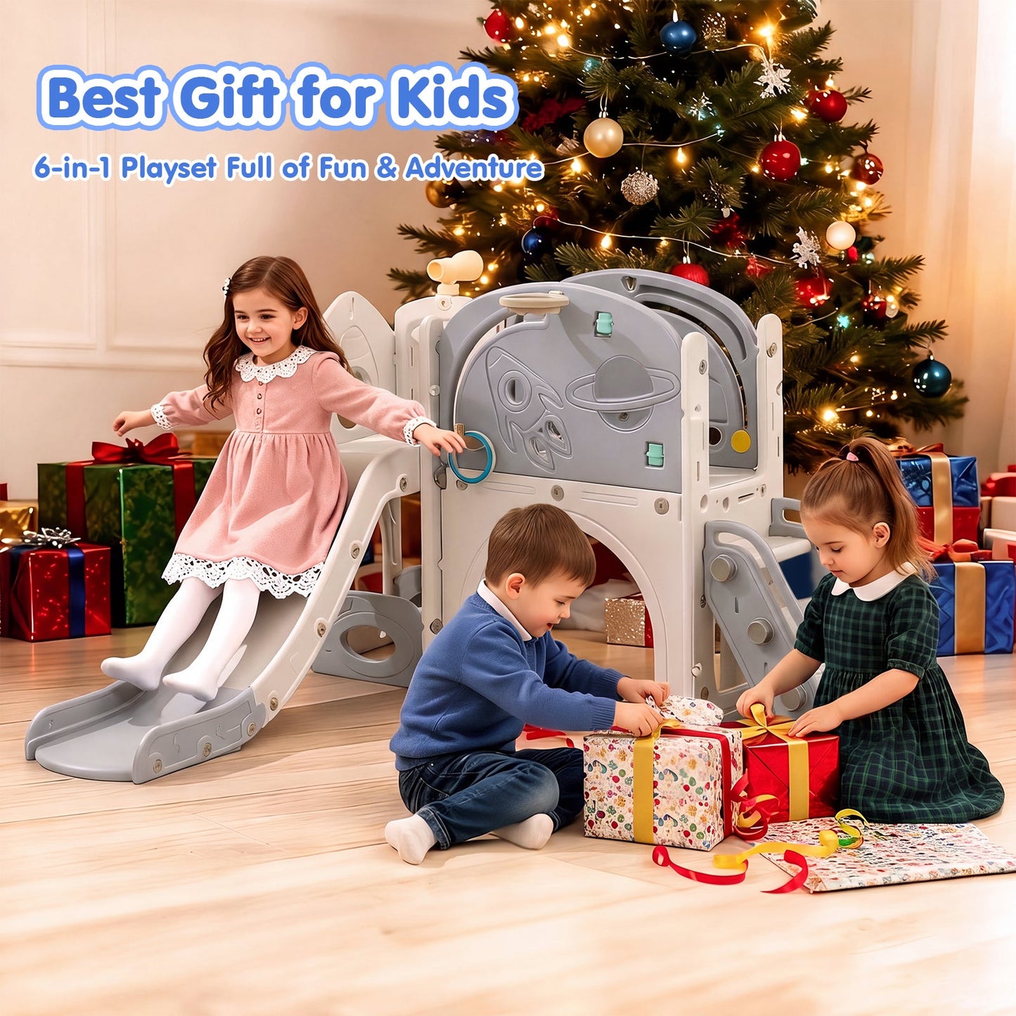 Advwin 9 in 1 L-Shaped Toddler Slide Playset