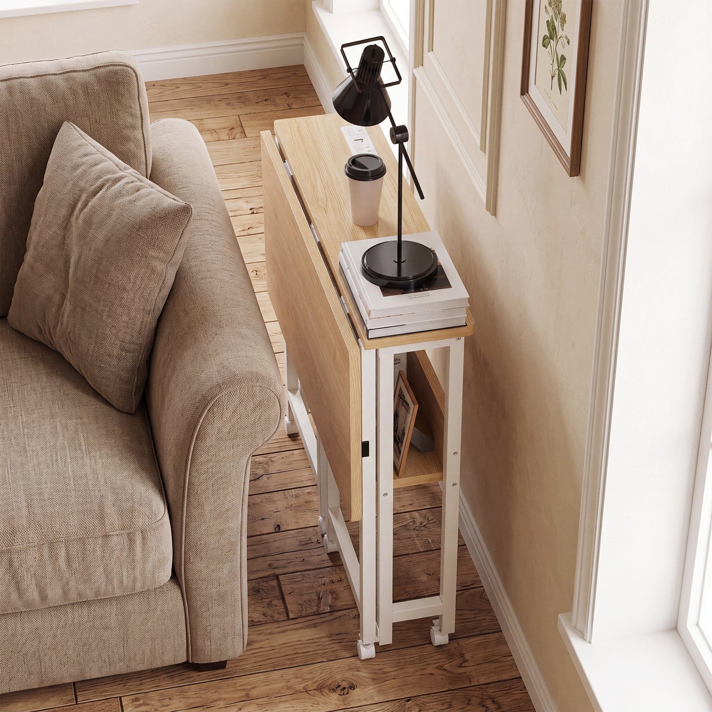 Advwin 80cm Folding Computer Desk w/ Charging Station & Shelf