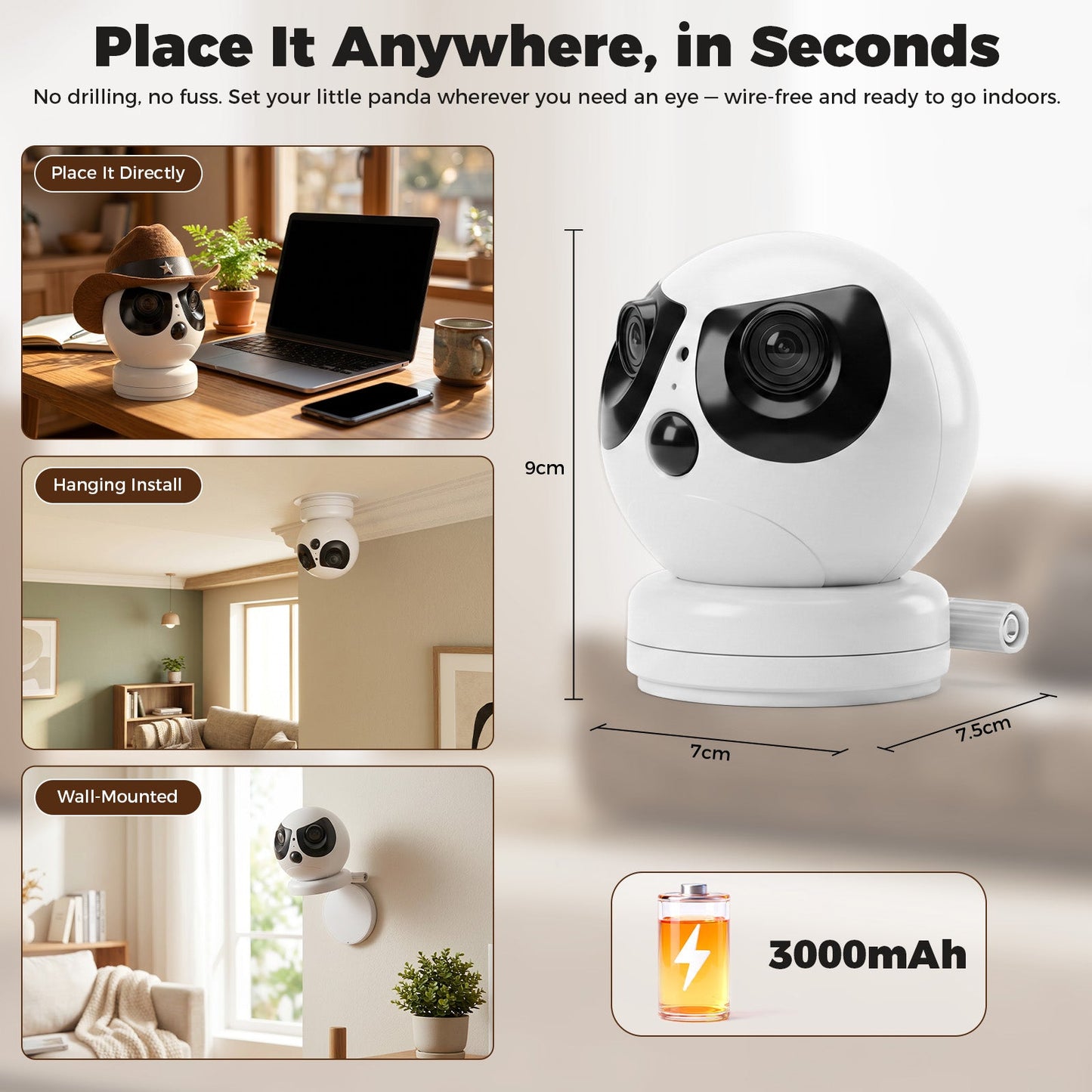 Advwin 180° Dual-Lens Baby Monitor with Night Vision