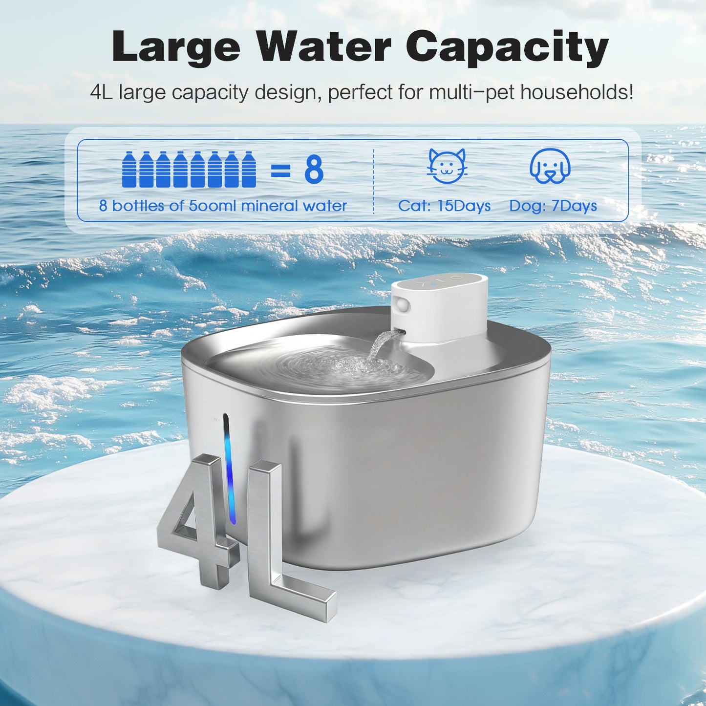 Advwin 4L Pet Water Fountain & 4 Set Filter Replacement