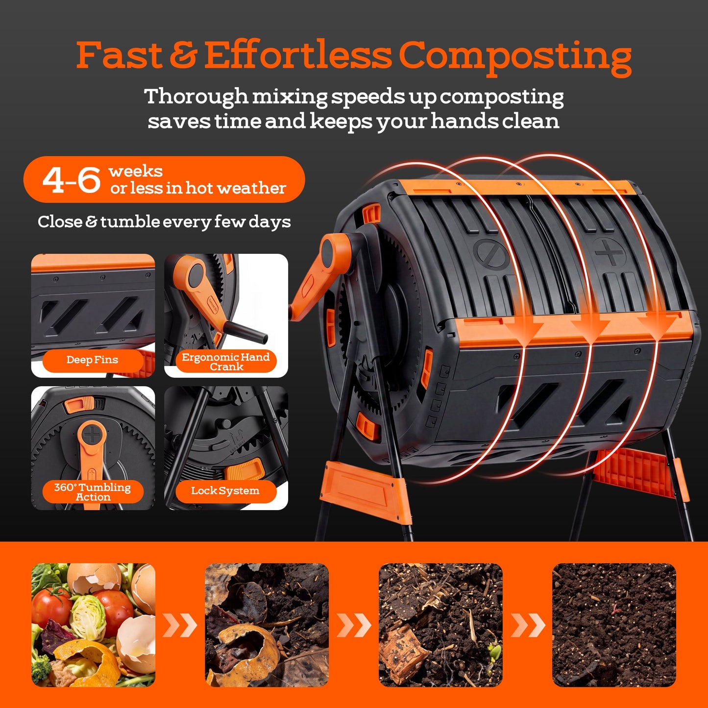 Advwin 200L Dual Chamber Outdoor Compost Tumbler