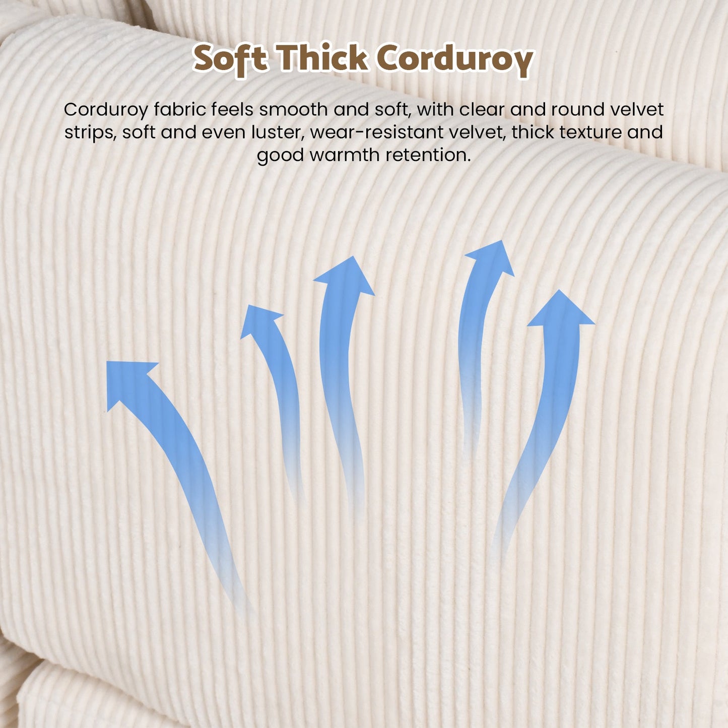 Advwin 172cm Modular Corduroy 3-in-1 Sofa Lounger
