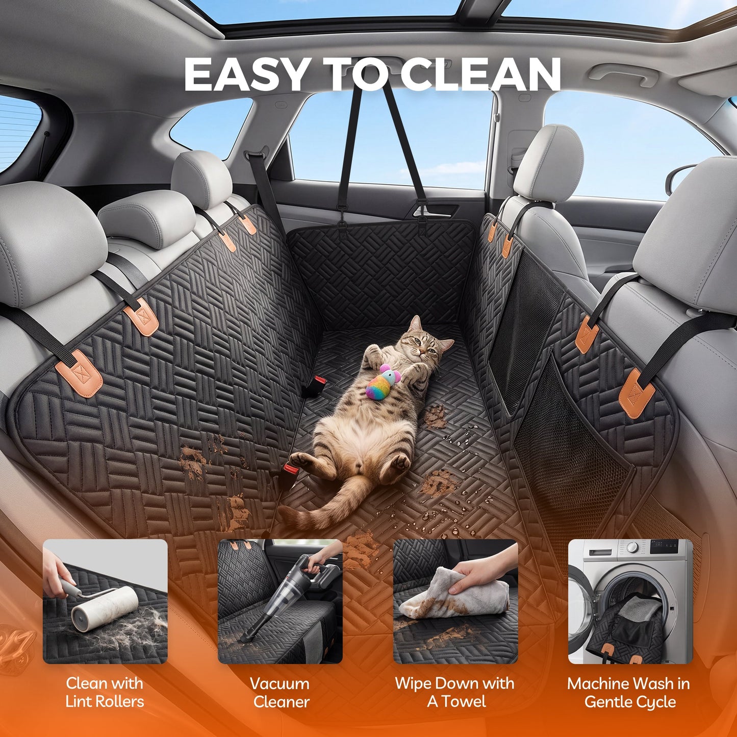 Advwin Dog Car Seat Cover Hard Bottom for Back Seat Extender