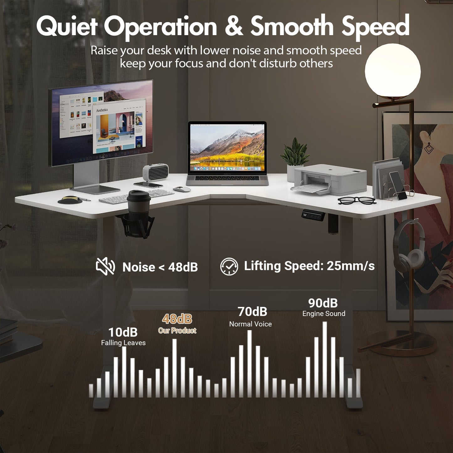 Advwin Electric Standing Desk L Shaped