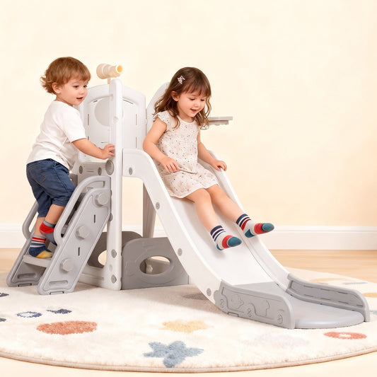 Advwin 6-in-1 L-Shaped Toddler Slide Playset