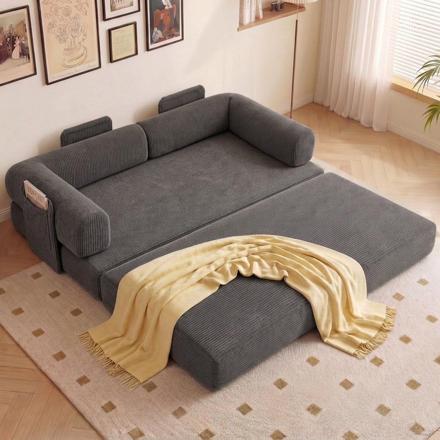 Advwin 5-in-1 Convertible Folding Loveseat Sofa Bed