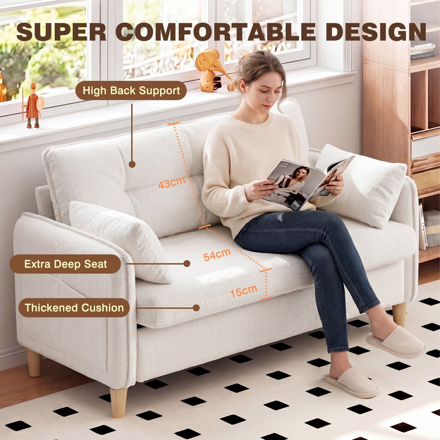 Advwin Loveseat Sofa 127cm 2-Seater