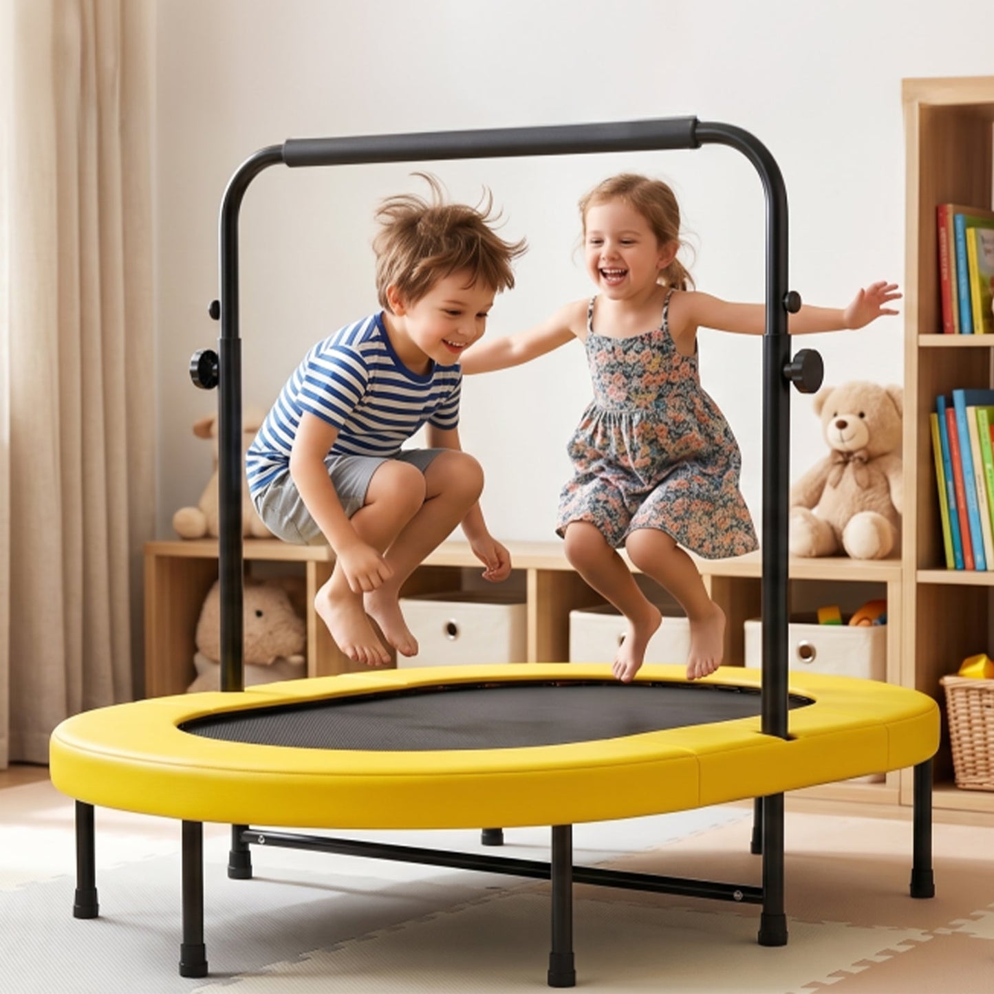 Advwin 55" 2-Person Mini Trampoline with 5-Level Adjustable Handle