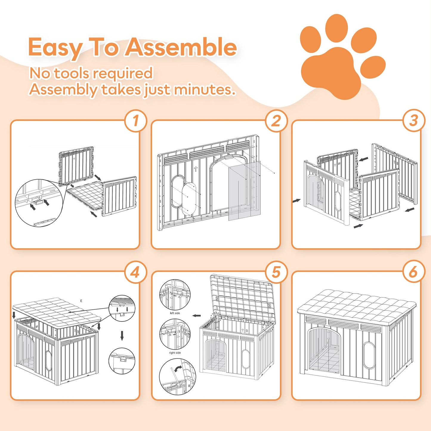 Advwin Weatherproof Plastic Dog House with Openable Roof