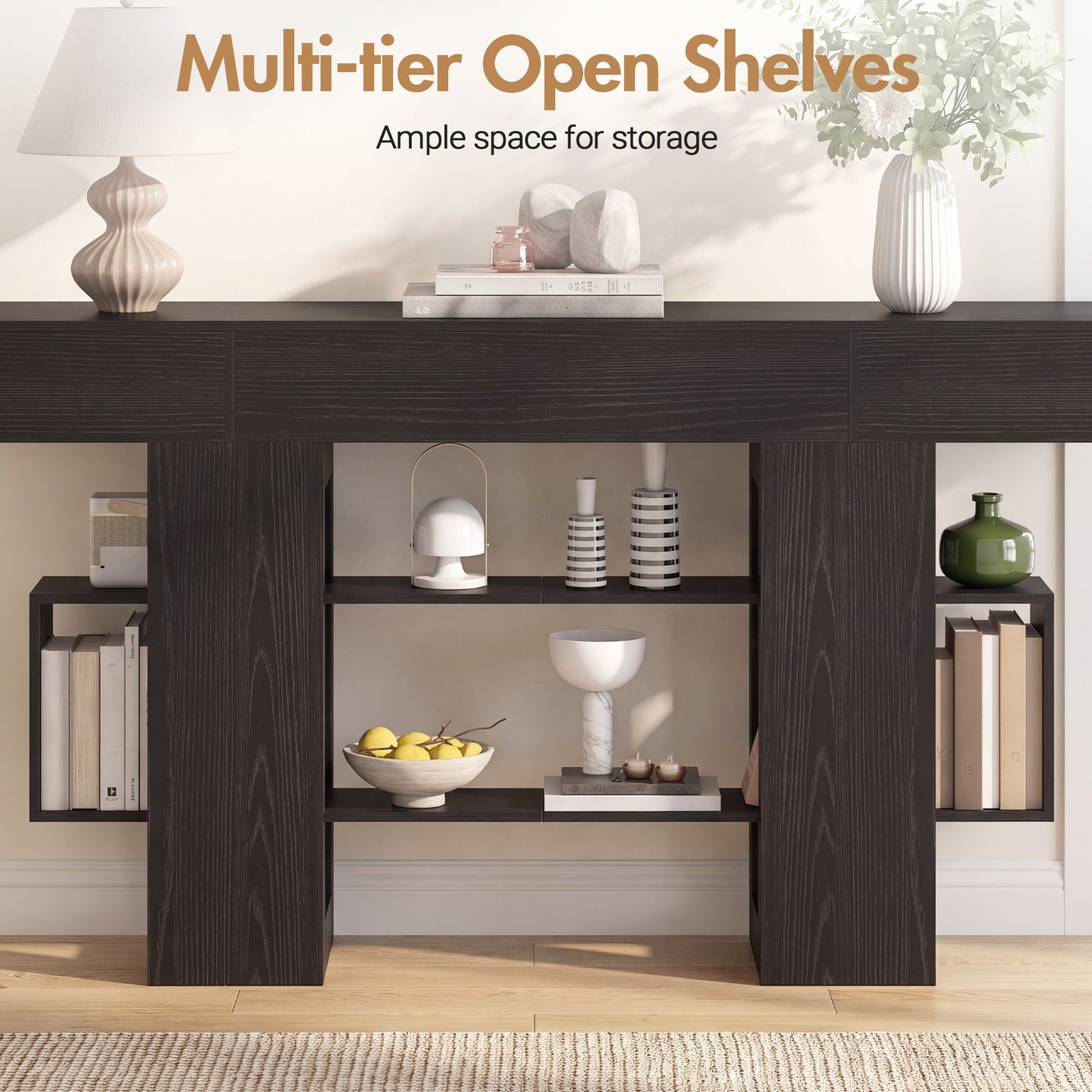 Advwin 140cm Entryway Console Table with 2 Drawers
