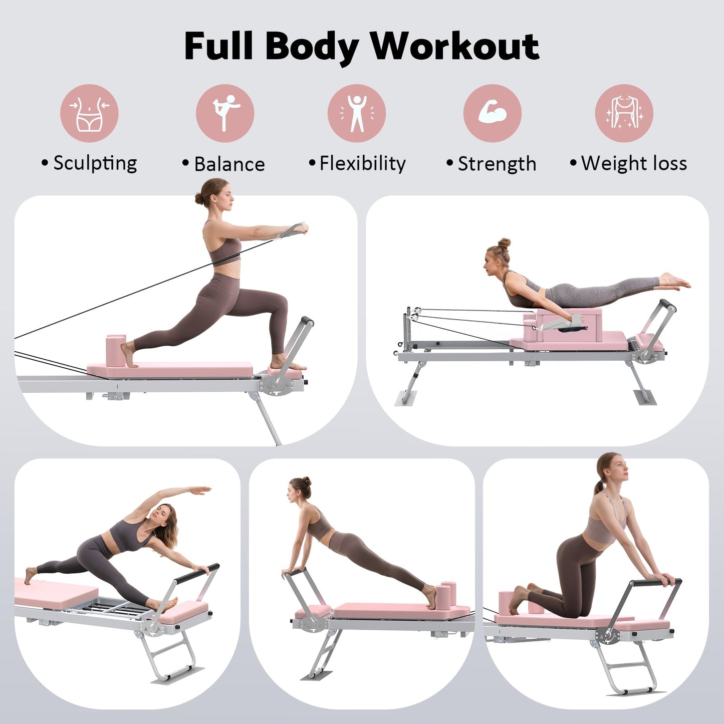 Advwin Foldable Pilates Reformer Machine with Jump Board
